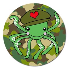 Octopus Army Ocean Marine Sea Magnet 5  (round) by Nexatart