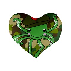 Octopus Army Ocean Marine Sea Standard 16  Premium Heart Shape Cushions by Nexatart