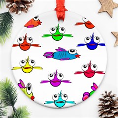 Fish Swim Cartoon Funny Cute Ornament (round) by Nexatart