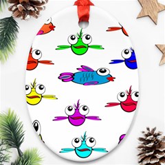 Fish Swim Cartoon Funny Cute Ornament (oval) by Nexatart