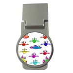 Fish Swim Cartoon Funny Cute Money Clips (Round)  Front