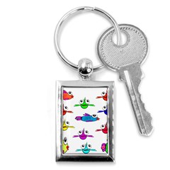 Fish Swim Cartoon Funny Cute Key Chains (rectangle)  by Nexatart