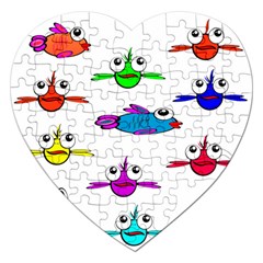 Fish Swim Cartoon Funny Cute Jigsaw Puzzle (heart) by Nexatart