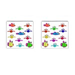 Fish Swim Cartoon Funny Cute Cufflinks (Square) Front(Pair)