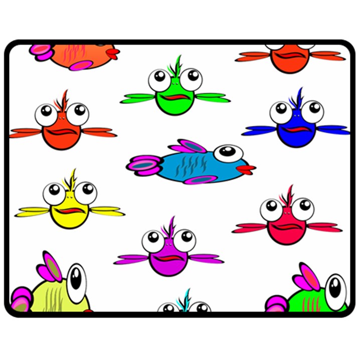 Fish Swim Cartoon Funny Cute Fleece Blanket (Medium) 