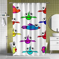 Fish Swim Cartoon Funny Cute Shower Curtain 48  X 72  (small)  by Nexatart