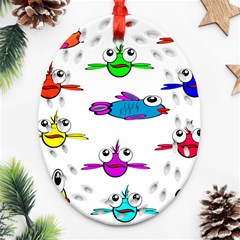 Fish Swim Cartoon Funny Cute Ornament (oval Filigree) by Nexatart