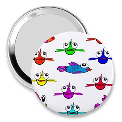 Fish Swim Cartoon Funny Cute 3  Handbag Mirrors by Nexatart