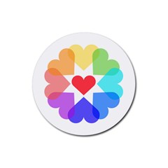 Heart Love Romance Romantic Rubber Round Coaster (4 Pack)  by Nexatart