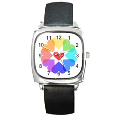 Heart Love Romance Romantic Square Metal Watch by Nexatart