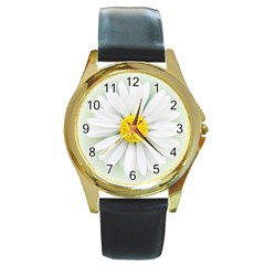 Art Daisy Flower Art Flower Deco Round Gold Metal Watch by Nexatart