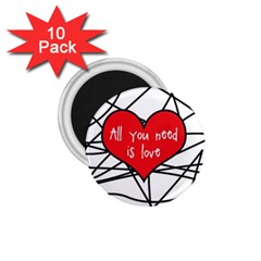 Love Abstract Heart Romance Shape 1 75  Magnets (10 Pack)  by Nexatart