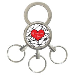 Love Abstract Heart Romance Shape 3-ring Key Chains by Nexatart