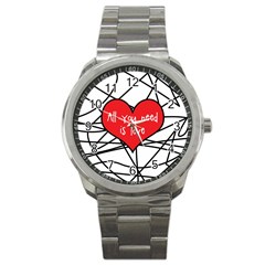 Love Abstract Heart Romance Shape Sport Metal Watch by Nexatart