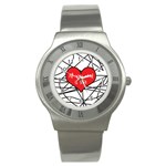 Love Abstract Heart Romance Shape Stainless Steel Watch Front