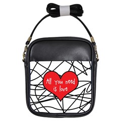 Love Abstract Heart Romance Shape Girls Sling Bags by Nexatart