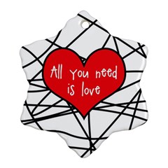 Love Abstract Heart Romance Shape Snowflake Ornament (two Sides) by Nexatart