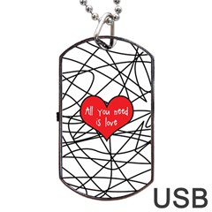 Love Abstract Heart Romance Shape Dog Tag Usb Flash (one Side) by Nexatart