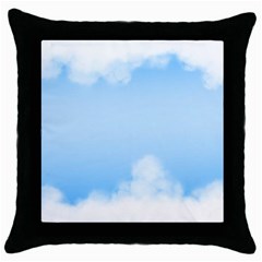 Sky Cloud Blue Texture Throw Pillow Case (black) by Nexatart