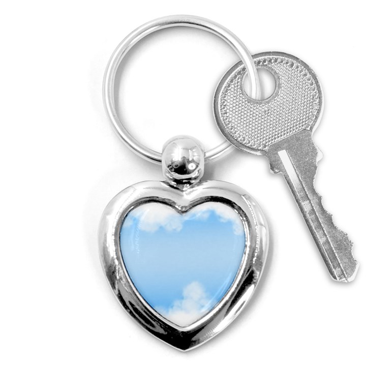 Sky Cloud Blue Texture Key Chains (Heart) 