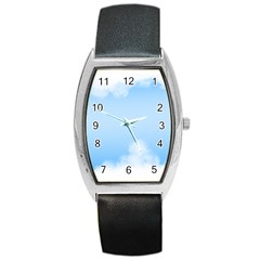 Sky Cloud Blue Texture Barrel Style Metal Watch by Nexatart