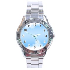 Sky Cloud Blue Texture Stainless Steel Analogue Watch by Nexatart