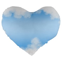 Sky Cloud Blue Texture Large 19  Premium Flano Heart Shape Cushions by Nexatart