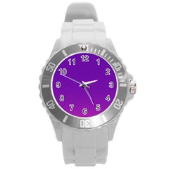 Halftone Background Pattern Purple Round Plastic Sport Watch (l) by Nexatart