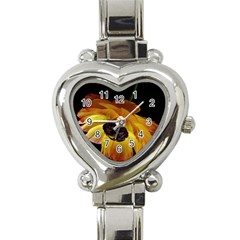 Ranunculus Yellow Orange Blossom Heart Italian Charm Watch by Nexatart