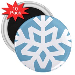 Snowflake Snow Flake White Winter 3  Magnets (10 Pack)  by Nexatart