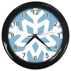 Snowflake Snow Flake White Winter Wall Clocks (black) by Nexatart