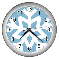 Snowflake Snow Flake White Winter Wall Clocks (silver)  by Nexatart