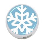 Snowflake Snow Flake White Winter 4-Port USB Hub (One Side) Front