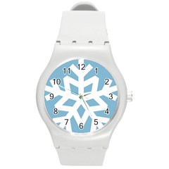 Snowflake Snow Flake White Winter Round Plastic Sport Watch (m) by Nexatart