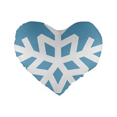 Snowflake Snow Flake White Winter Standard 16  Premium Heart Shape Cushions by Nexatart