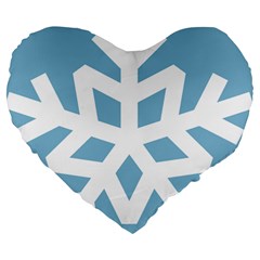 Snowflake Snow Flake White Winter Large 19  Premium Flano Heart Shape Cushions by Nexatart