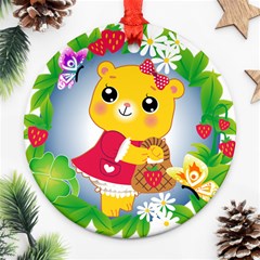 Bear Strawberries Ornament (round) by Nexatart