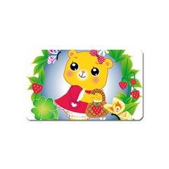 Bear Strawberries Magnet (name Card) by Nexatart