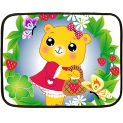 Bear Strawberries Double Sided Fleece Blanket (mini)  by Nexatart