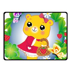 Bear Strawberries Fleece Blanket (small) by Nexatart