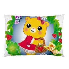 Bear Strawberries Pillow Case (two Sides) by Nexatart