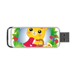 Bear Strawberries Portable Usb Flash (one Side) by Nexatart