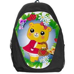 Bear Strawberries Backpack Bag by Nexatart