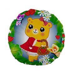 Bear Strawberries Standard 15  Premium Round Cushions by Nexatart