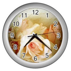 Roses Vintage Playful Romantic Wall Clocks (silver)  by Nexatart