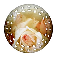 Roses Vintage Playful Romantic Round Filigree Ornament (two Sides) by Nexatart