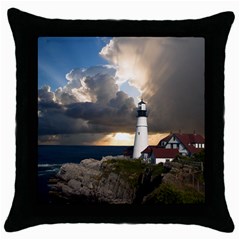 Lighthouse Beacon Light House Throw Pillow Case (black) by Nexatart