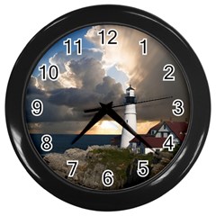 Lighthouse Beacon Light House Wall Clocks (black) by Nexatart