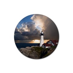 Lighthouse Beacon Light House Rubber Coaster (Round) 