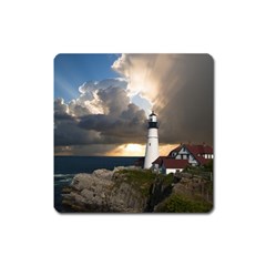 Lighthouse Beacon Light House Square Magnet